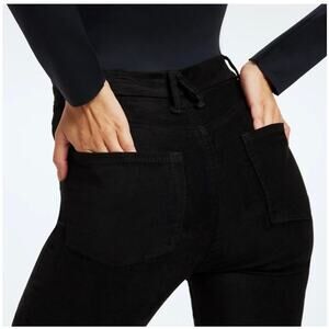 Good American Black Faux Suede Slim Fit Pants High Rise Size 14/32